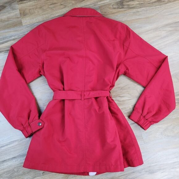 💜PartyLite Red Lightweight Belted Trench Jacket Medium - Picture 2 of 13